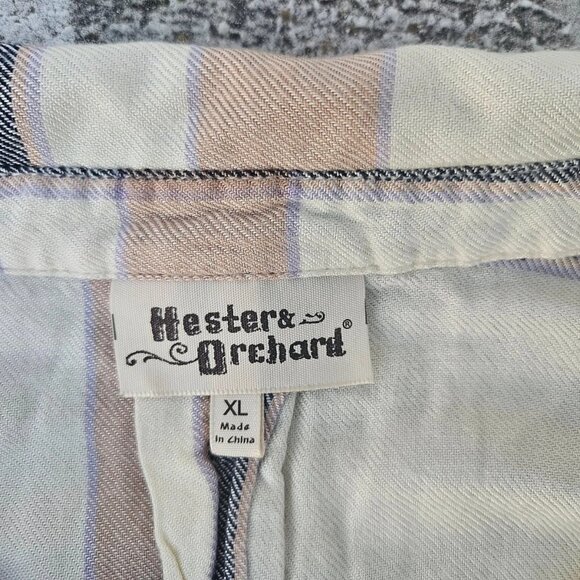 Hester & Orchard Shirt Top Long Sleeve Botton Front Blouse Rayon Plaid Size XL - Picture 5 of 9
